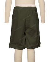 Button Cuffed Elastic Waist Shorts