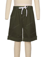 Button Cuffed Elastic Waist Shorts