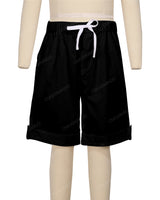 Button Cuffed Elastic Waist Shorts