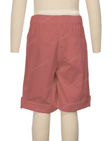 Button Cuffed Elastic Waist Shorts