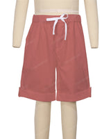 Button Cuffed Elastic Waist Shorts