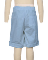 Button Cuffed Elastic Waist Shorts