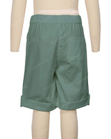 Button Cuffed Elastic Waist Shorts