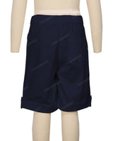 Button Cuffed Elastic Waist Shorts