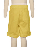Button Cuffed Elastic Waist Shorts