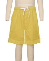 Button Cuffed Elastic Waist Shorts