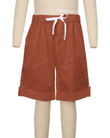 Button Cuffed Elastic Waist Shorts