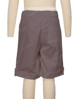 Button Cuffed Elastic Waist Shorts