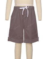 Button Cuffed Elastic Waist Shorts