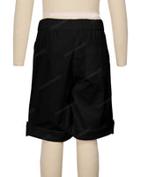 Button Cuffed Elastic Waist Shorts