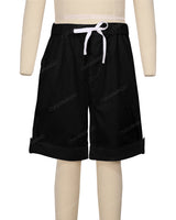 Button Cuffed Elastic Waist Shorts