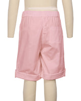Button Cuffed Elastic Waist Shorts
