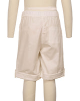 Button Cuffed Elastic Waist Shorts
