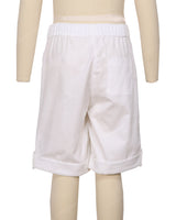 Button Cuffed Elastic Waist Shorts