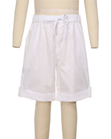 Button Cuffed Elastic Waist Shorts
