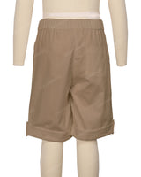 Button Cuffed Elastic Waist Shorts