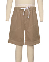 Button Cuffed Elastic Waist Shorts