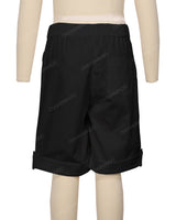 Button Cuffed Elastic Waist Shorts