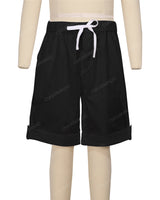 Button Cuffed Elastic Waist Shorts