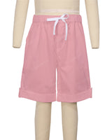 Button Cuffed Elastic Waist Shorts