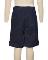 Button Cuffed Elastic Waist Shorts