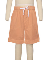 Button Cuffed Elastic Waist Shorts