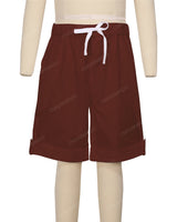 Button Cuffed Elastic Waist Shorts