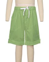 Button Cuffed Elastic Waist Shorts