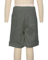 Button Cuffed Elastic Waist Shorts