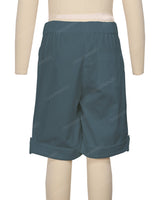 Button Cuffed Elastic Waist Shorts