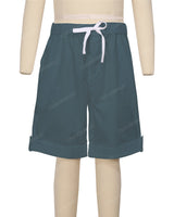 Button Cuffed Elastic Waist Shorts