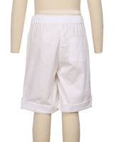 Button Cuffed Elastic Waist Shorts