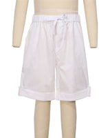 Button Cuffed Elastic Waist Shorts