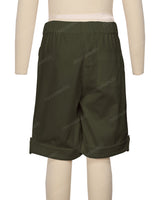 Button Cuffed Elastic Waist Shorts
