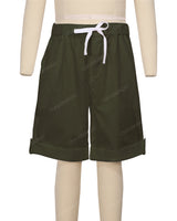Button Cuffed Elastic Waist Shorts