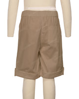 Button Cuffed Elastic Waist Shorts