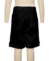 Button Cuffed Elastic Waist Shorts