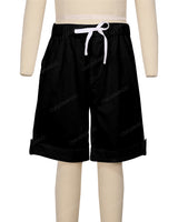 Button Cuffed Elastic Waist Shorts