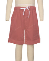Button Cuffed Elastic Waist Shorts