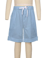 Button Cuffed Elastic Waist Shorts
