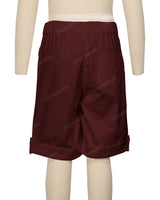 Button Cuffed Elastic Waist Shorts