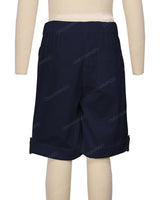 Button Cuffed Elastic Waist Shorts