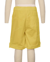 Button Cuffed Elastic Waist Shorts