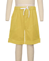 Button Cuffed Elastic Waist Shorts