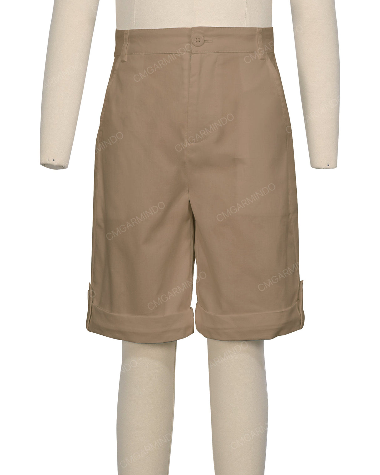 Button Cuffed Fixed Waist Shorts