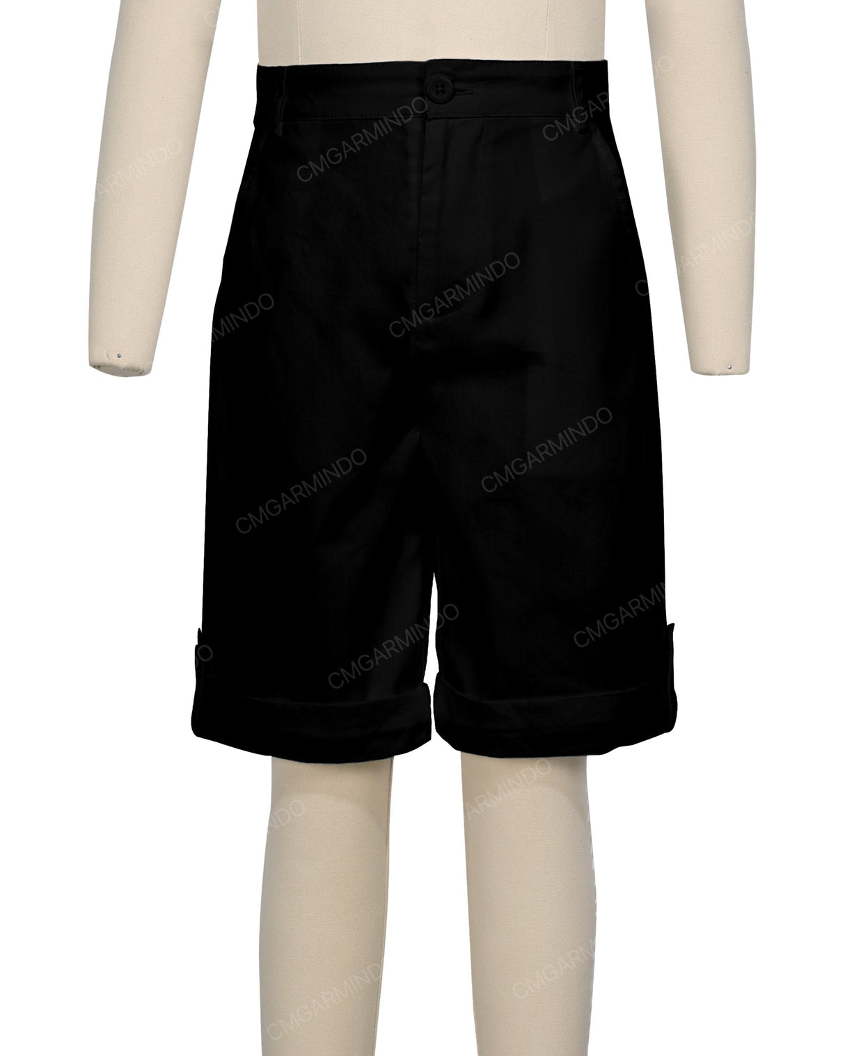 Button Cuffed Fixed Waist Shorts