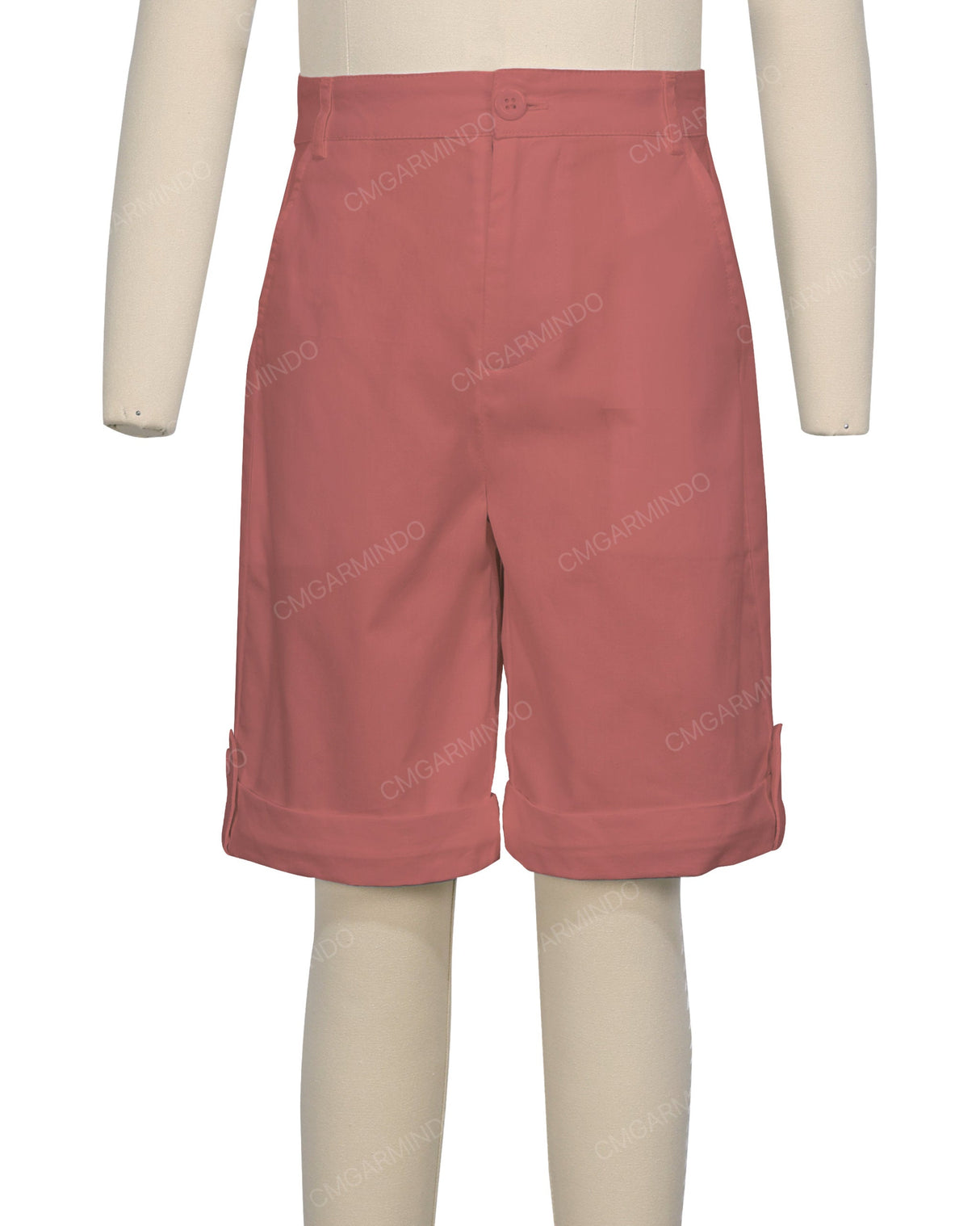 Button Cuffed Fixed Waist Shorts