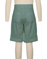 Button Cuffed Fixed Waist Shorts