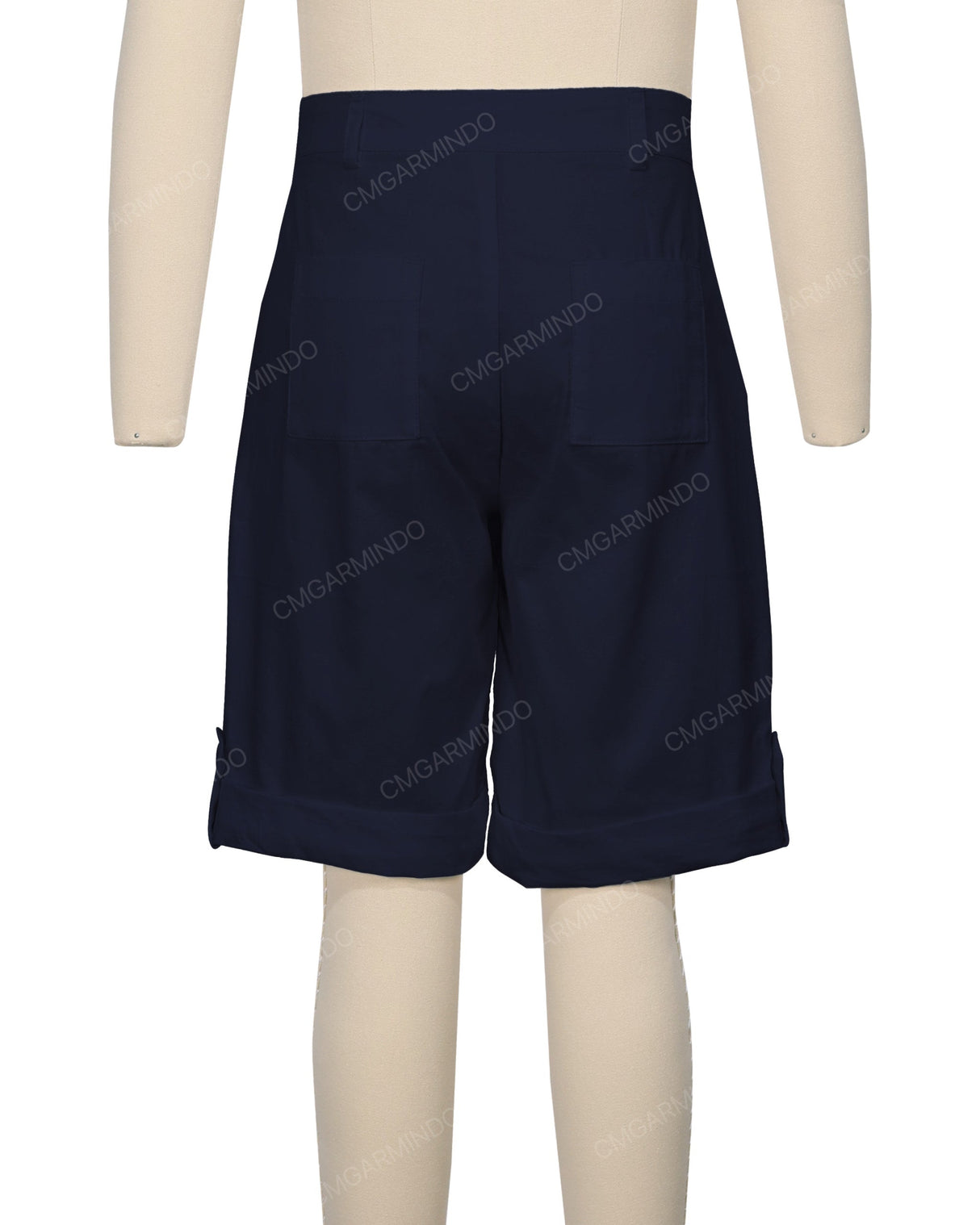 Button Cuffed Fixed Waist Shorts