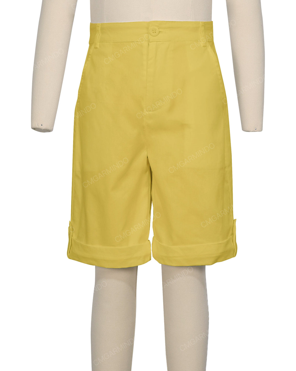 Button Cuffed Fixed Waist Shorts